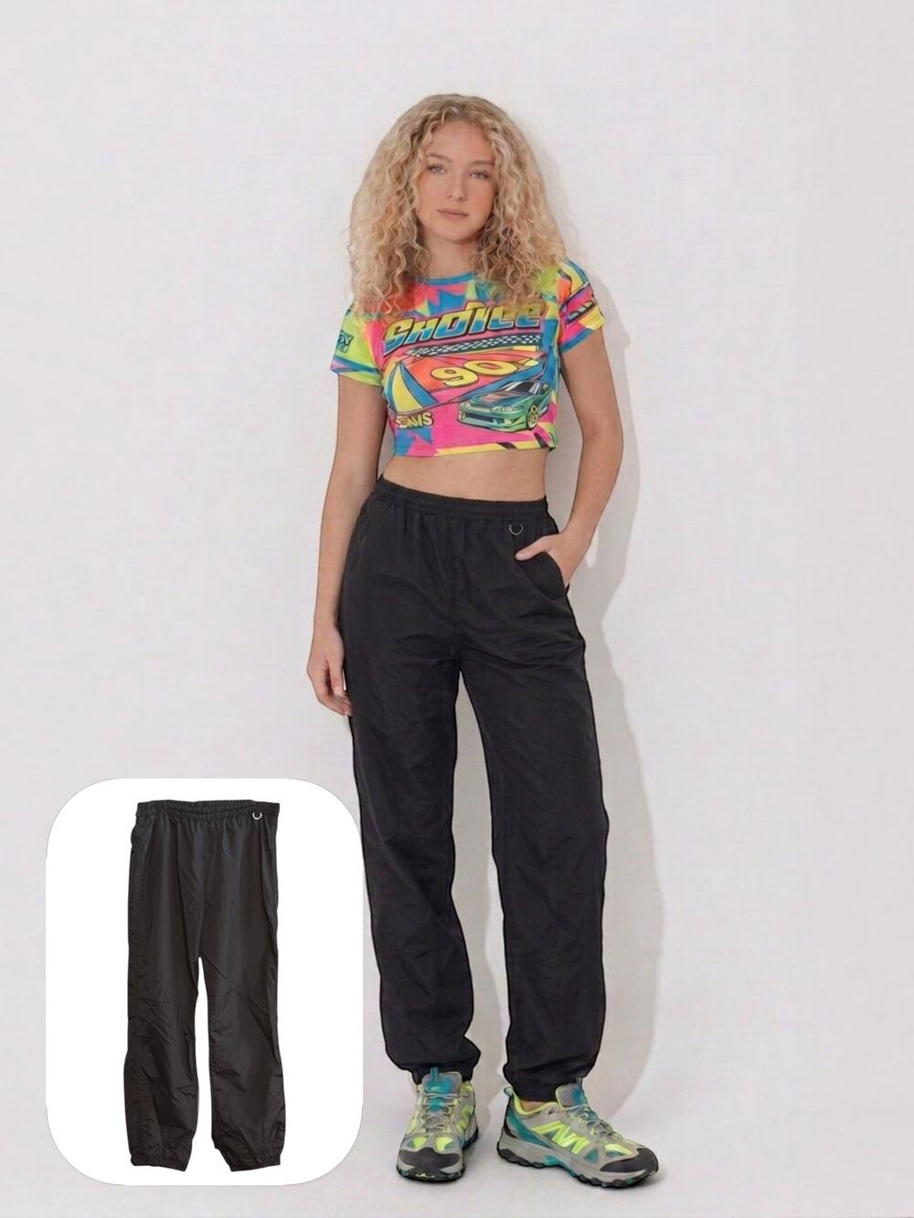 VTG 90s Womans Columbia Black Nylon Windbreaker Pants L Made in Korea SL 8020